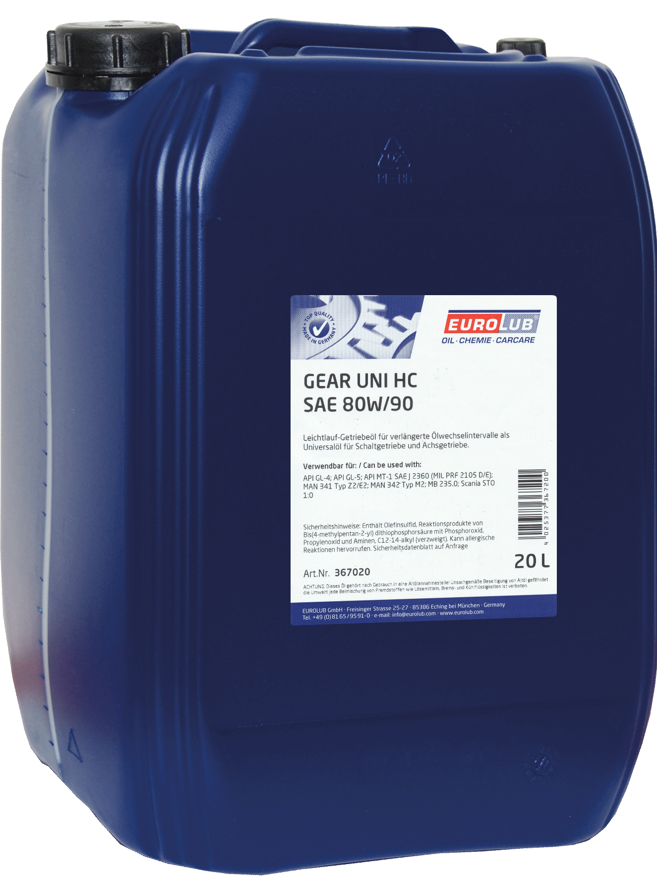 Трансмиссионное масло EUROLUB Gear Uni HC SAE 80W/90